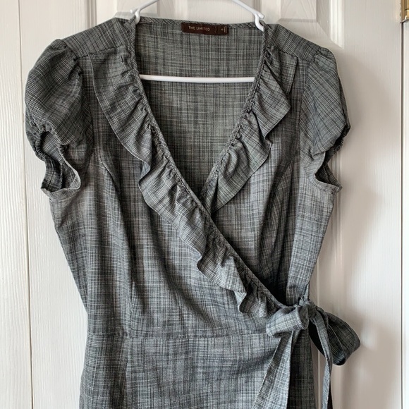 The Limited Dresses & Skirts - The Limited ruffle gray wrap dress - size 10